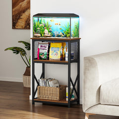 Snughome aquarium stand side view highlights sturdy metal frame and stable placement.