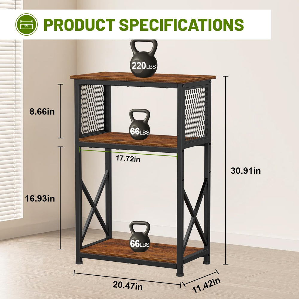 Snughome aquarium stand storage shelves—middle tier for fish food and tools.
