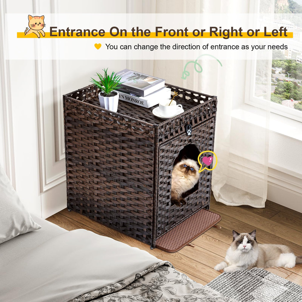 Snughome cat litter box enclosure brown inside view emphasizes roomy interior for comfortable use