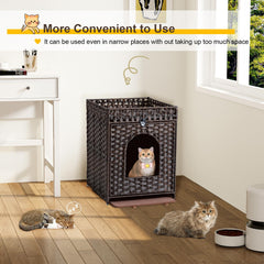 Snughome cat litter box enclosure brown-mat view demonstrates easy cleanup