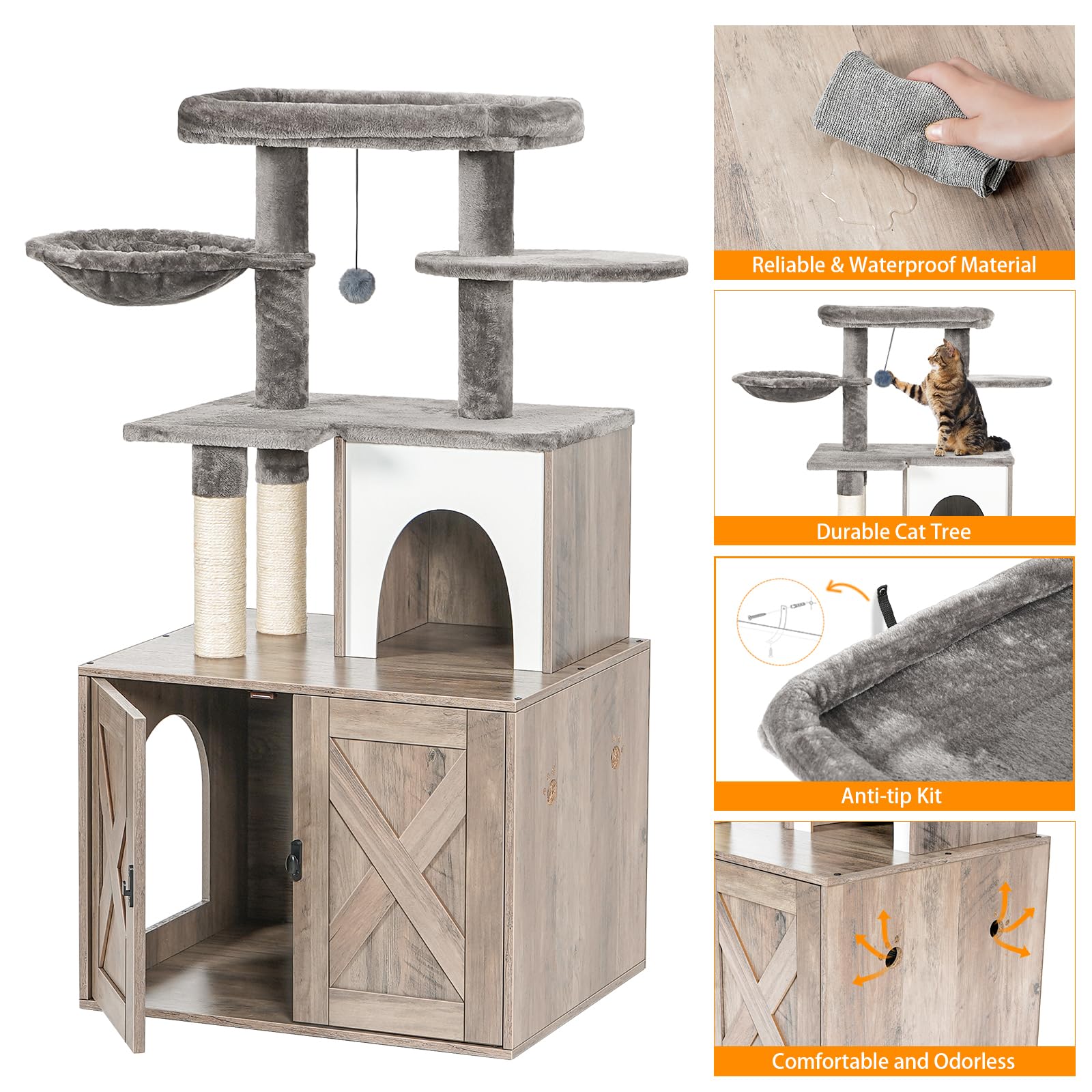 Snughome cat furniture includes plush ball toy for interactive play.