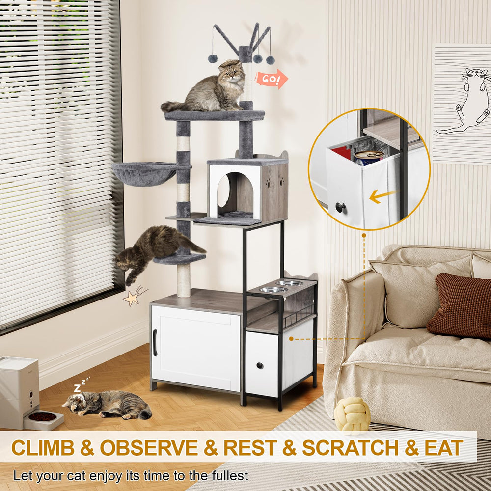 Snughome cat tree cat condo provides a private nap nook for cats