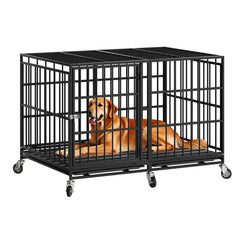 Snuowu 48-inch crate with wheels enables easy room-to-room containment.