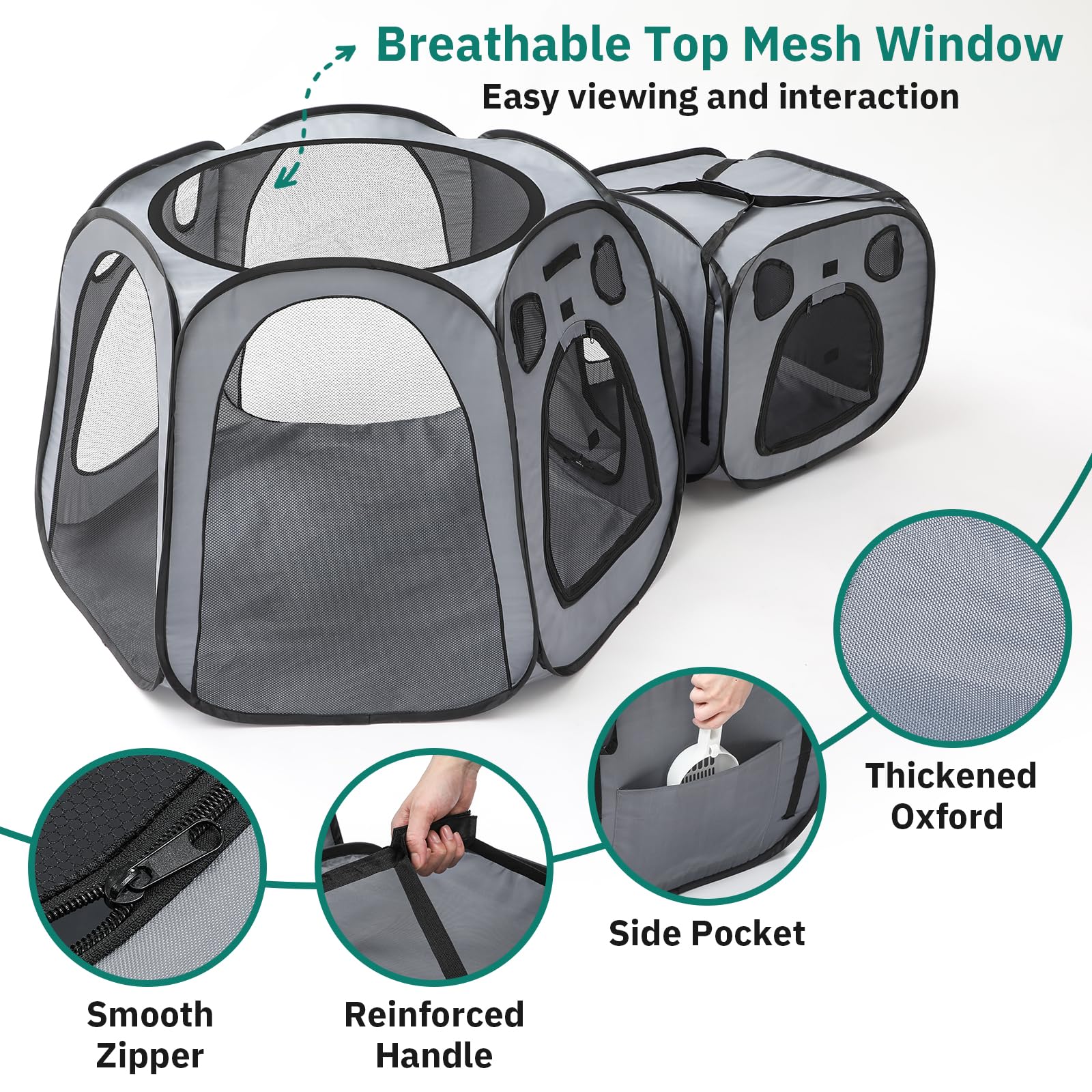 SNUVID portable cat playpen folded into a compact briefcase.