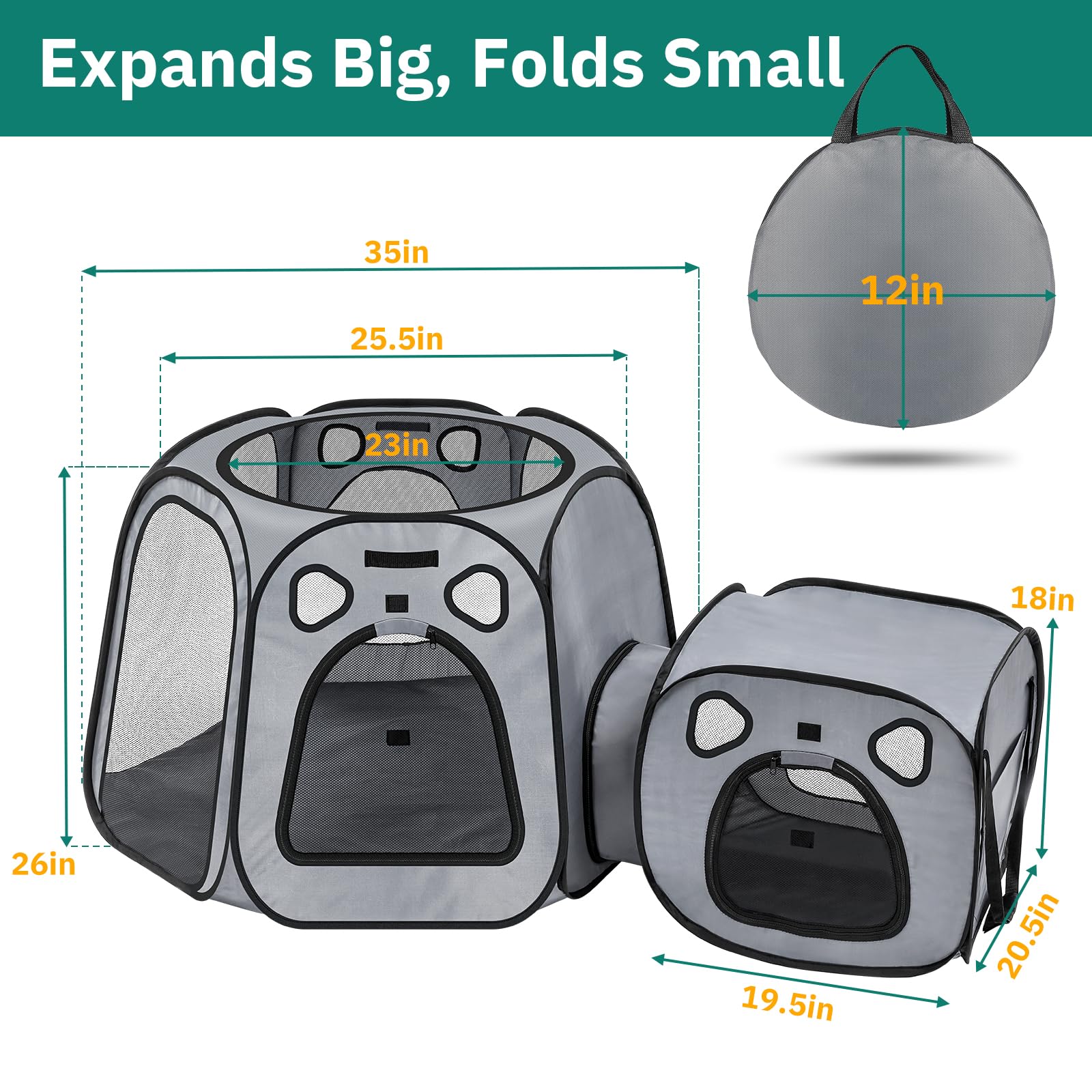 SNUVID portable cat playpen panoramic mesh roof for airflow.