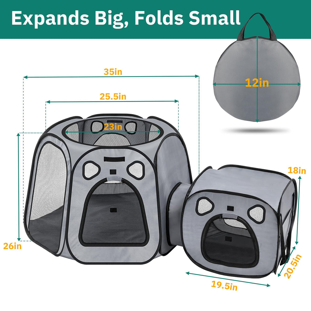 SNUVID portable cat playpen panoramic mesh roof for airflow.