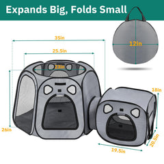 SNUVID portable cat playpen panoramic mesh roof for airflow.