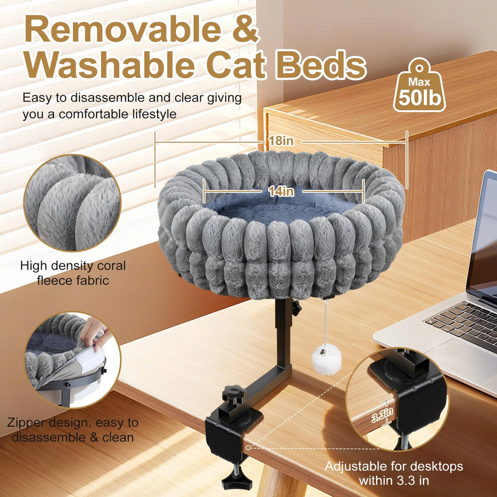 SoakSea cat bed desk height adjustment adapts to your setup for comfort