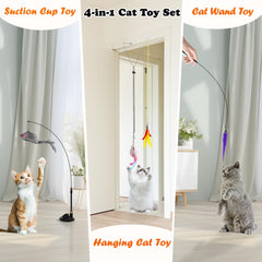 Soarer cat wand toy with removable wands encourages active chasing and bonding