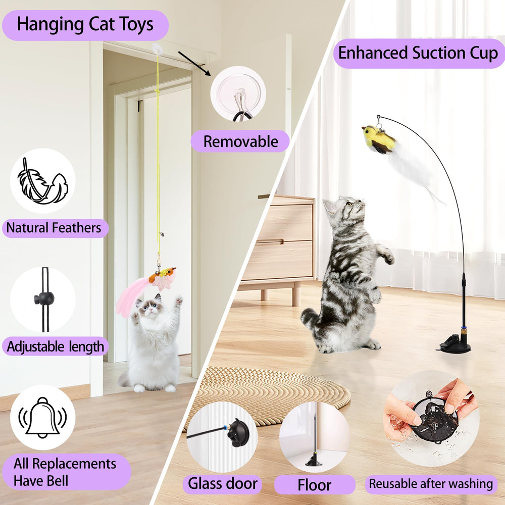 Soarer wooden cat fishing pole promotes coordinated movements and bonding.