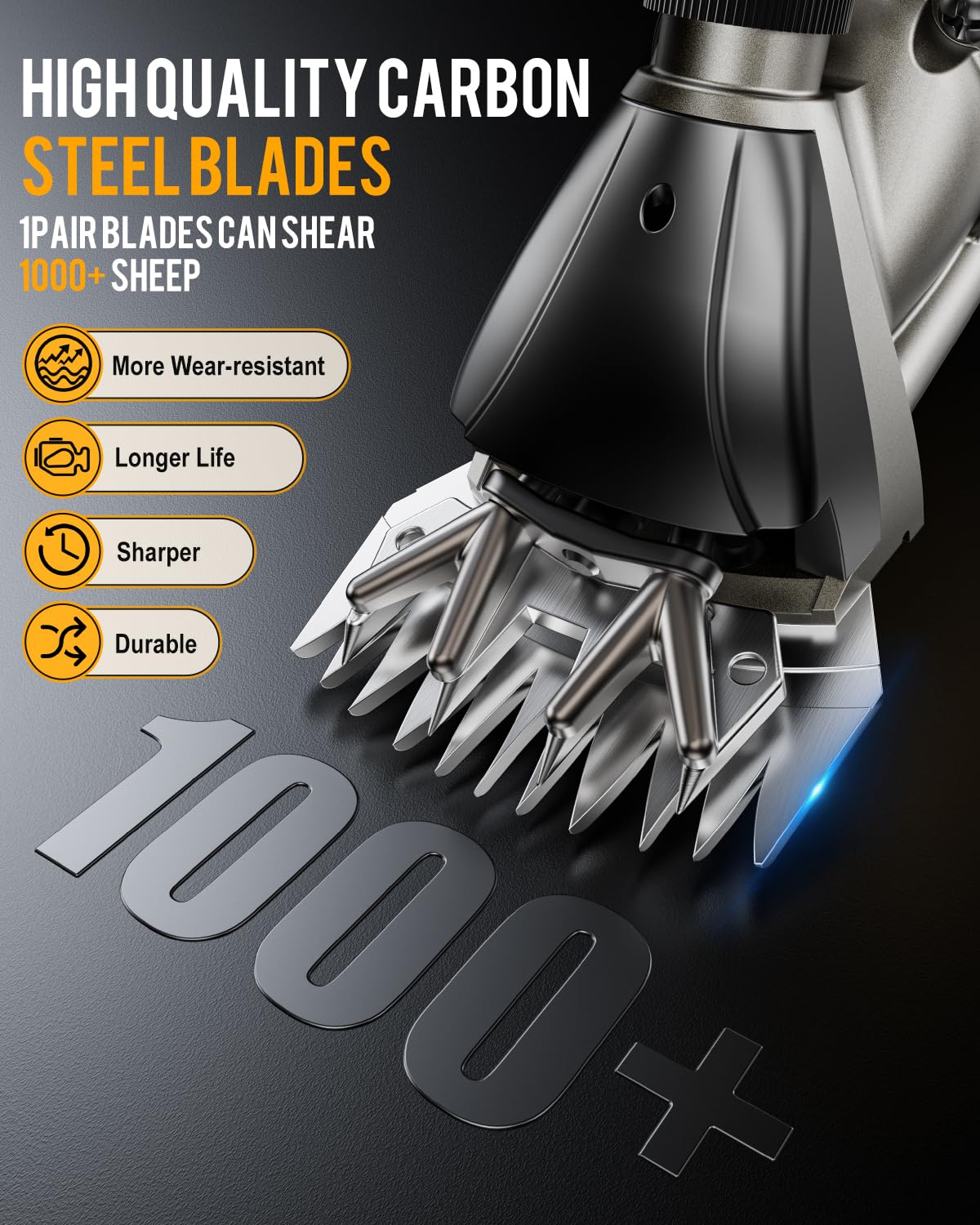SOARFLY carbon steel blades provide sharp, durable cuts on thick coats