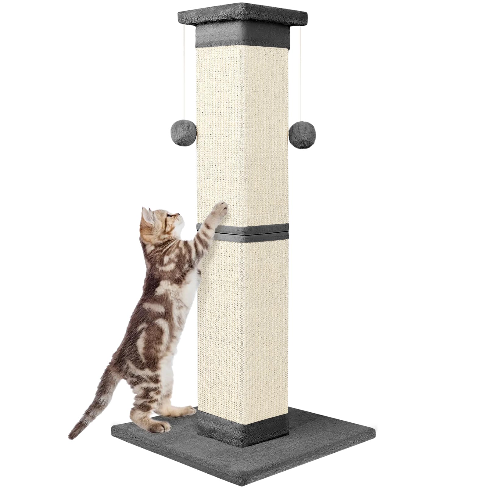 SOCATER cat scratching post 33 inch height provides vertical scratching space and stretching for indoor cats.