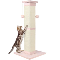 SOCATER cat scratching post 33-inch pink base—stable design for vigorous scratching.
