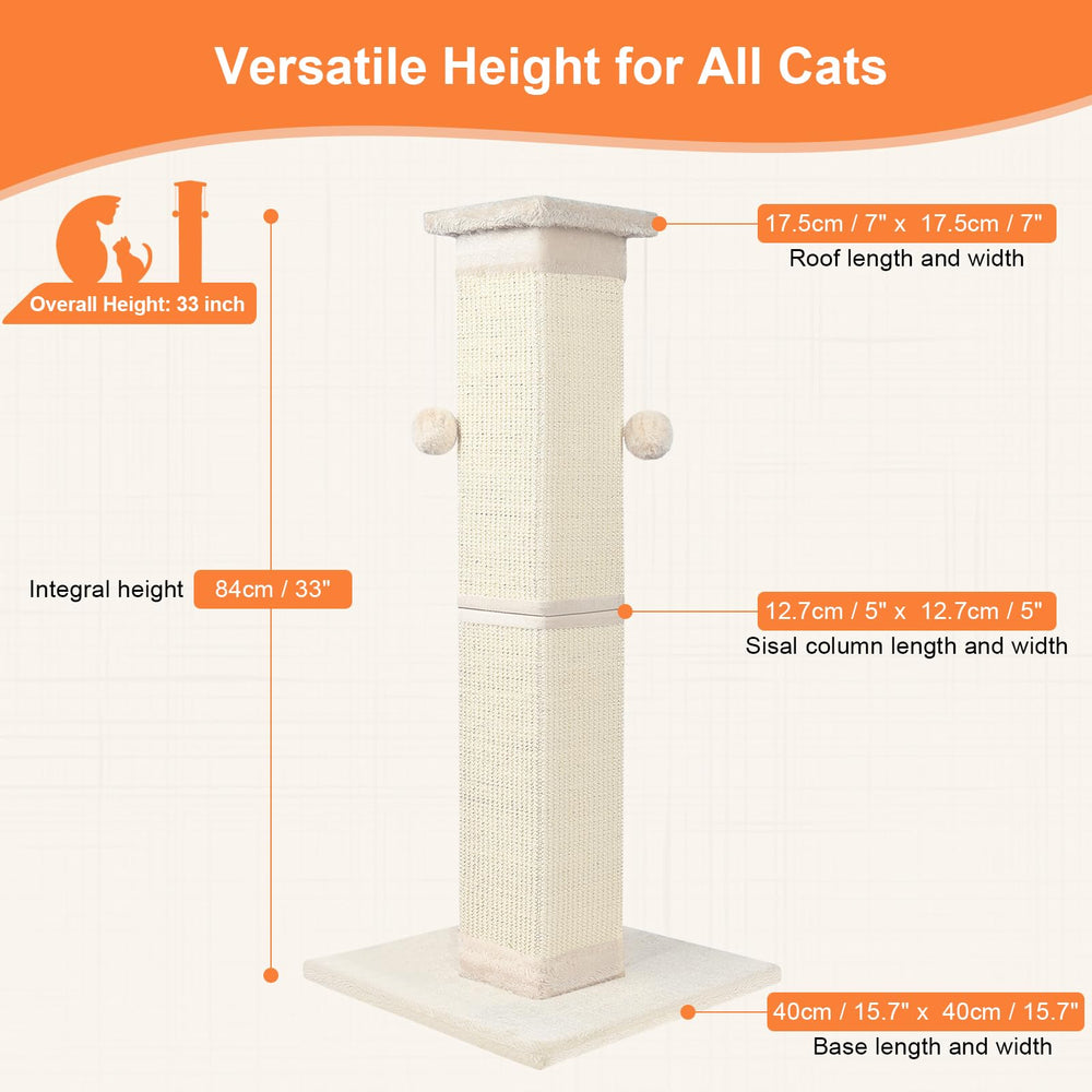 SOCATER cat scratching post with natural sisal fibers for durable scratching