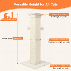 SOCATER cat scratching post with natural sisal fibers for durable scratching