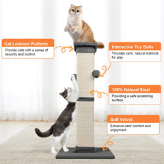 SOCATER scratching post base 15.7 inches square keeps cats steady during vigorous play.