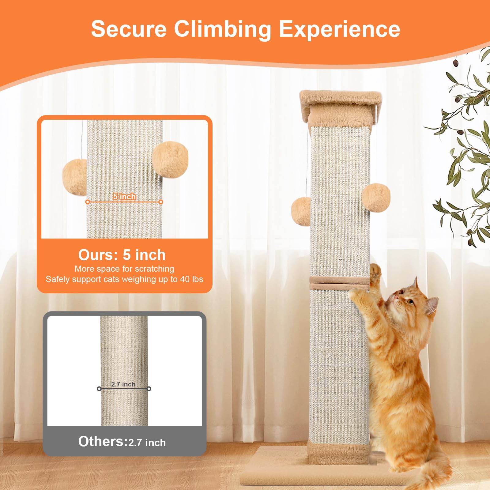 SOCATER cat scratching post indoor-use design keeps play feline-focused indoors.