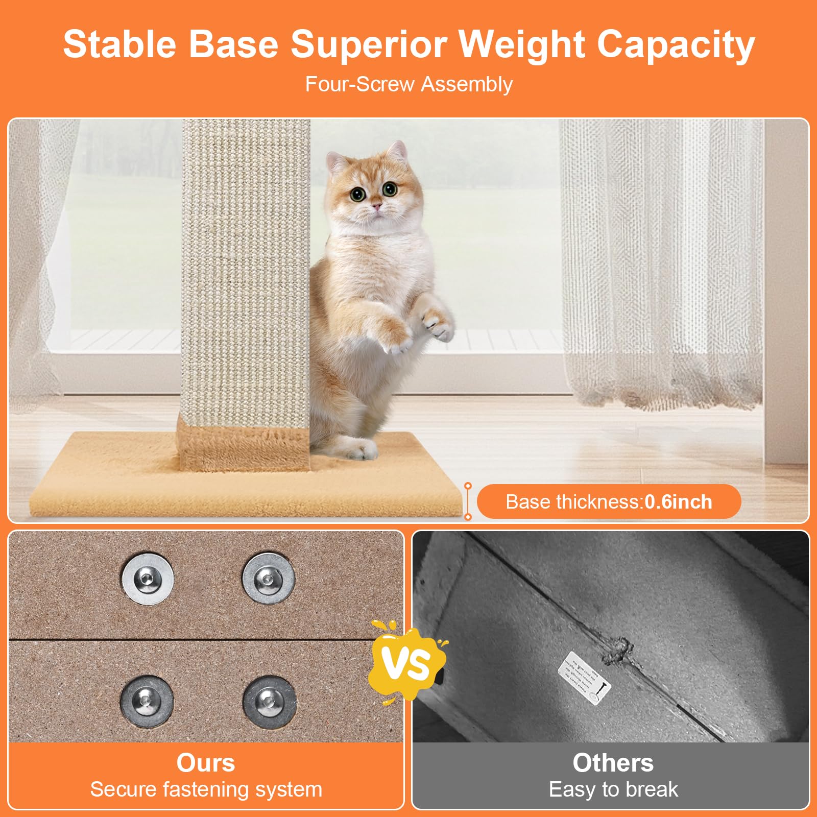SOCATER cat scratching post orange-color adds vibrant, furniture-friendly decor.
