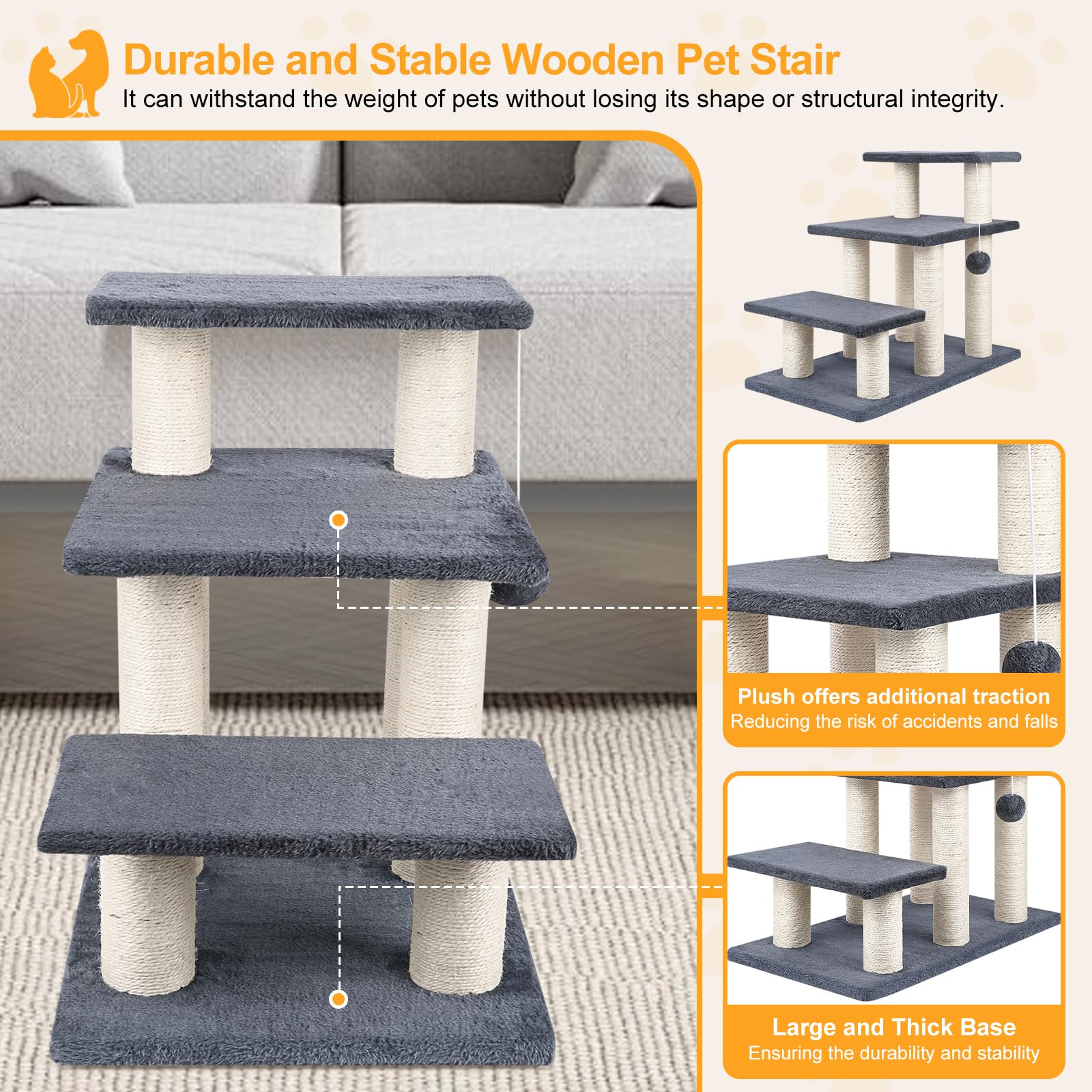 SOCATER pet stairs help older pets reach couches and beds with less strain