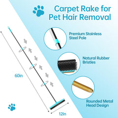 SOCCSO Carpet Rake metal edge design protects carpet fibers during cleaning