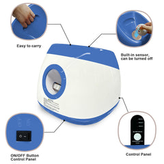SOCO ball launcher with remote control in use for hands-free play.