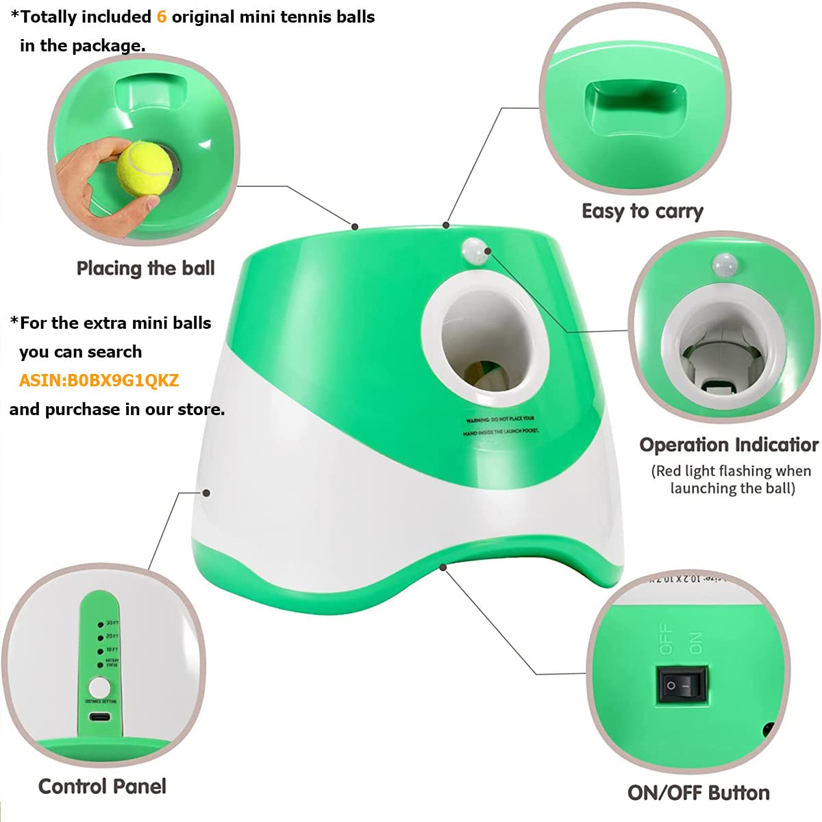 SOCO included 2-inch tennis balls for small dogs and extra fetch fun