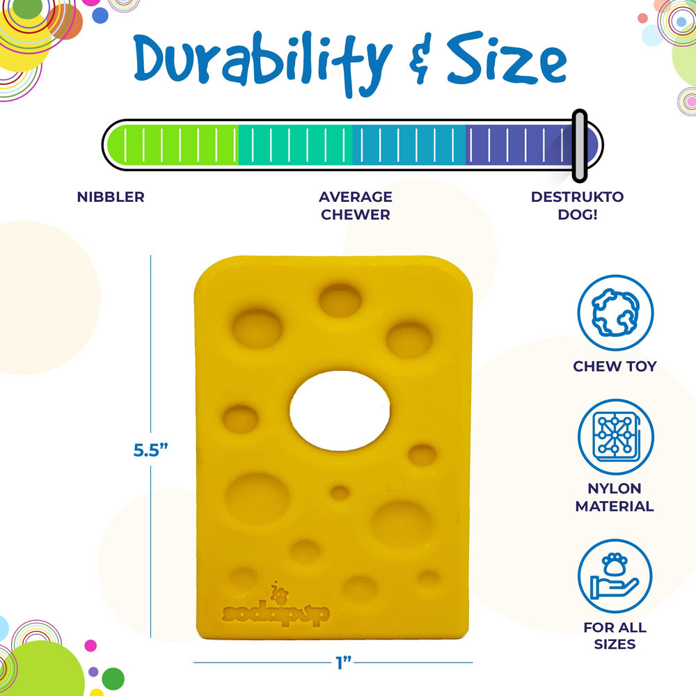 SodaPup Swiss Cheese Wedge size 5.5 inches shown in playroom.