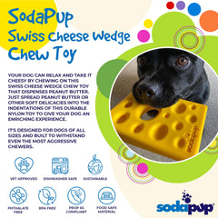 SodaPup Swiss Cheese Wedge durable nylon construction for aggressive chewers.