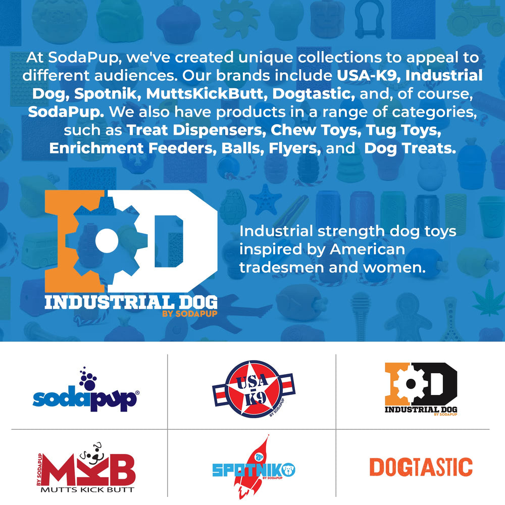 SodaPup dog chew toy promotes play, reduces destructive chewing, and freshens breath.