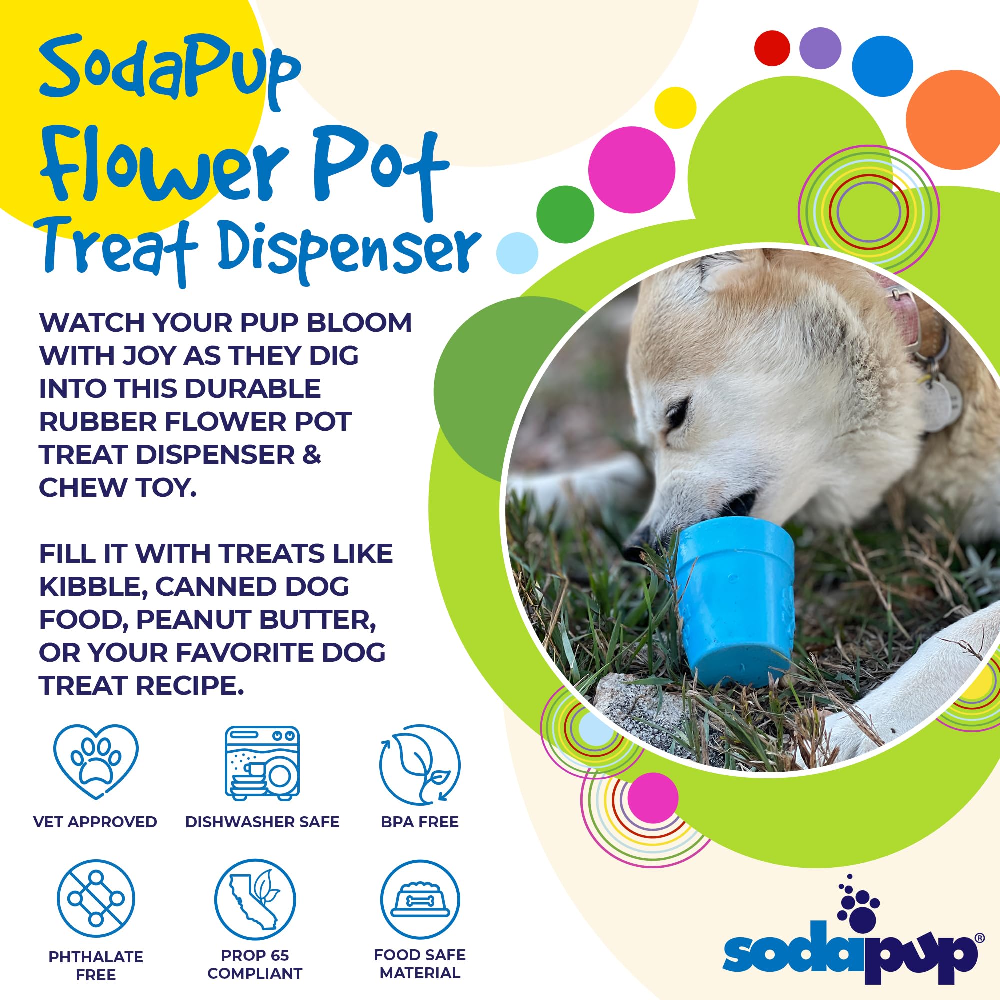 SodaPup Flower Pot USA-made durable rubber—safe playtime.
