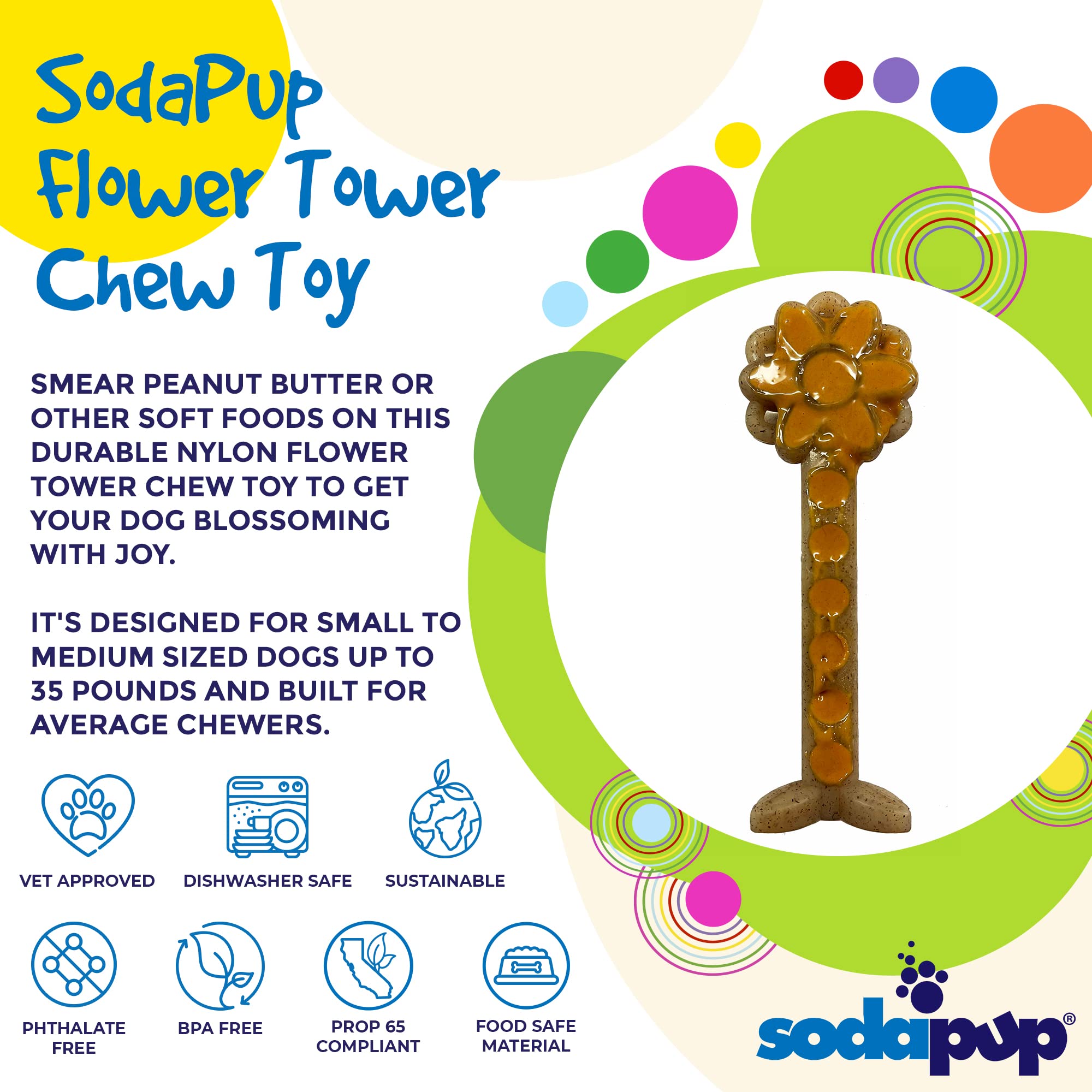 SodaPup Flower Tower US-made label communicates veteran-owned craftsmanship.