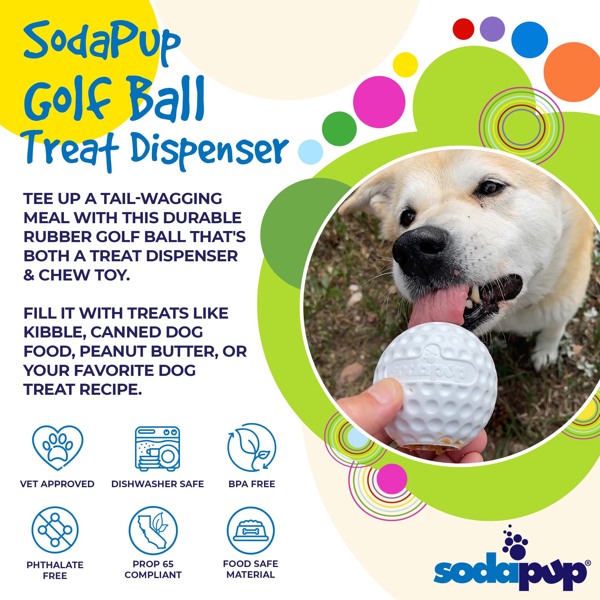 SodaPup Golf Ball floating near water for water-friendly play and retrieval