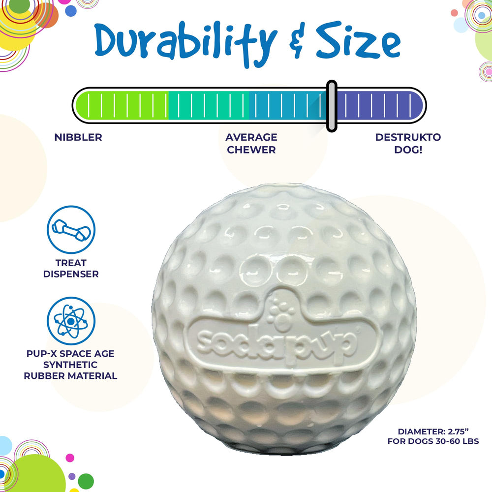 SodaPup Golf Ball USA-made badge emphasizing veteran-owned manufacturing