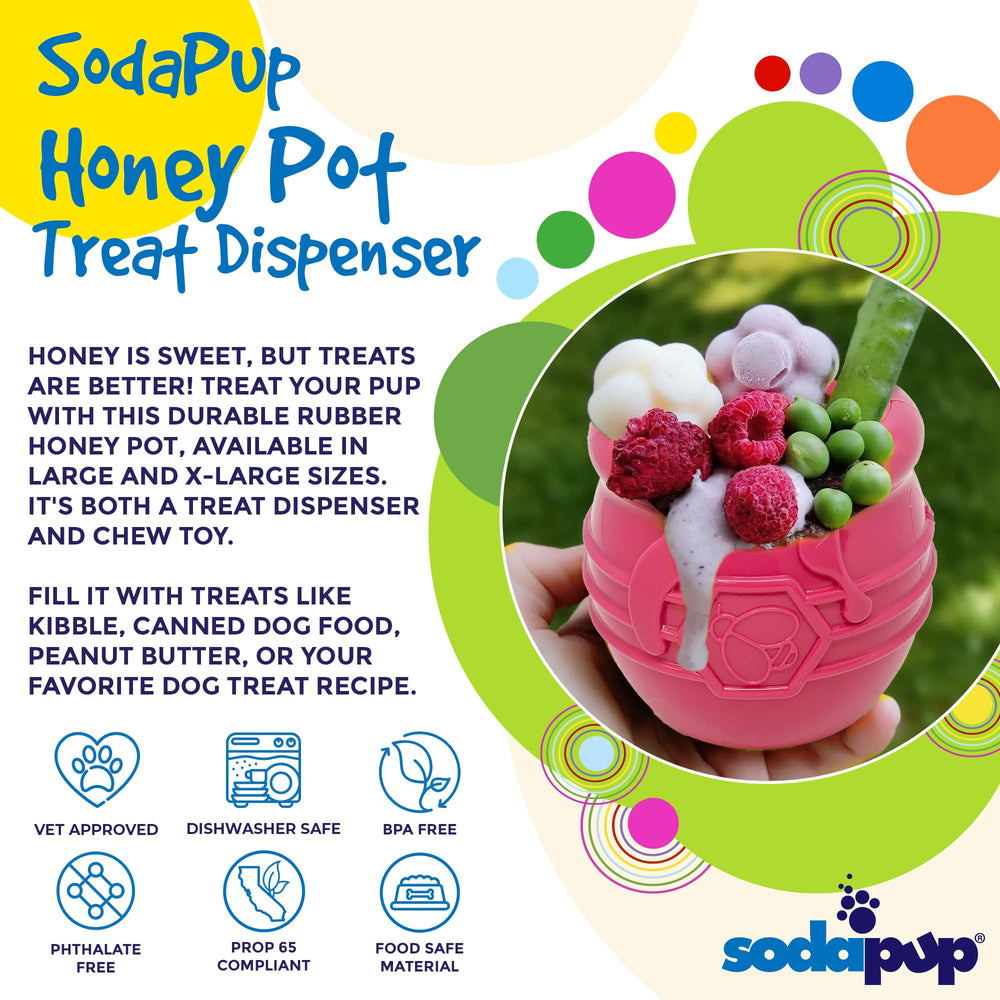 SodaPup Honey Pot features durable rubber construction for tough chewers.