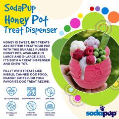 SodaPup Honey Pot features durable rubber construction for tough chewers.