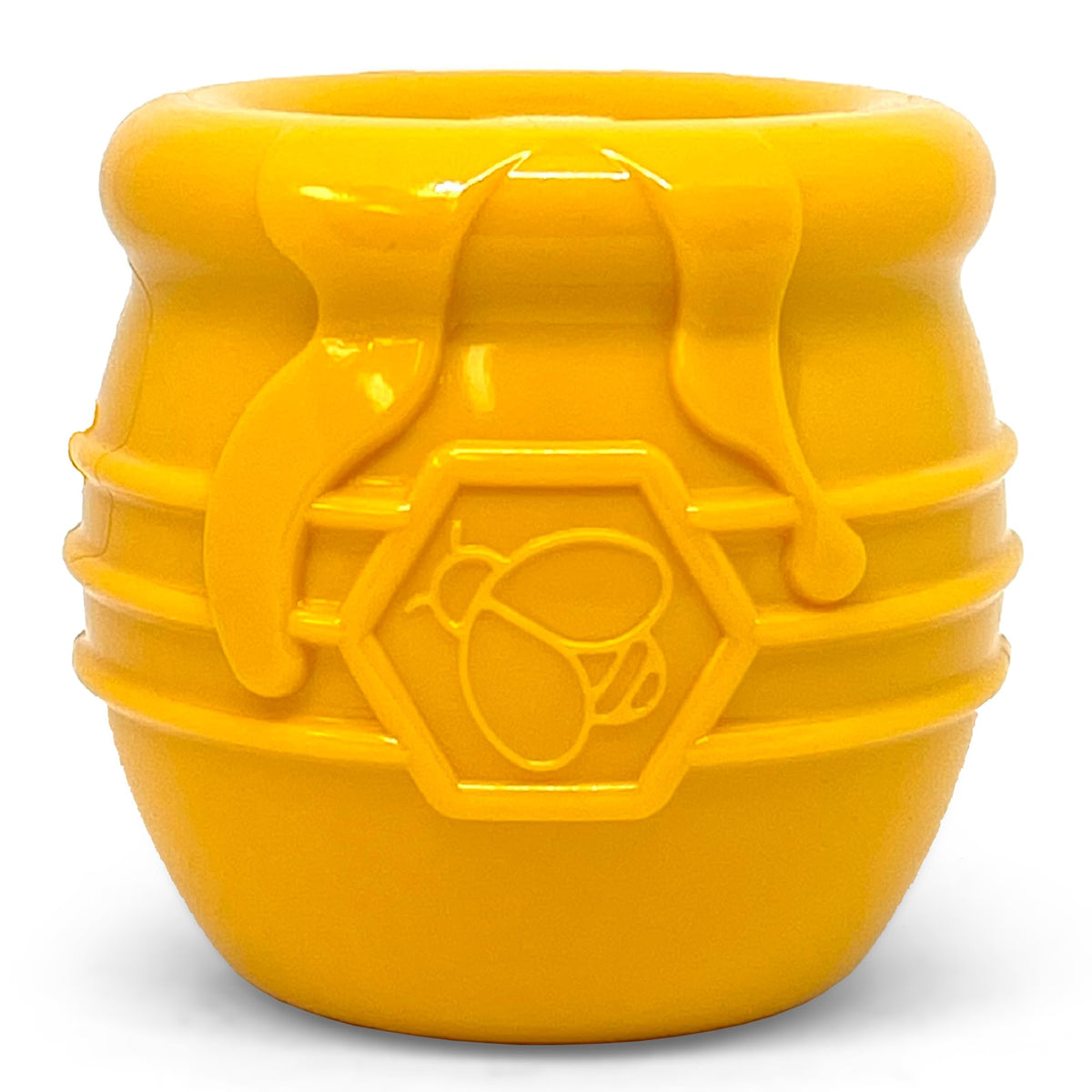 SodaPup Honey Pot treat dispenser close-up showing durable rubber for interactive play.