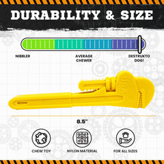 SodaPup pipe wrench toy resists heavy gnaws while soothing teething gums.
