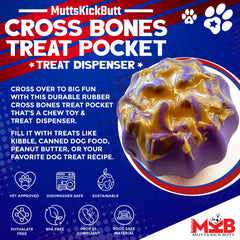 SodaPup MuttsKickButt Cross Bones Treat Pocket filling with treats promotes slow eating and engagement