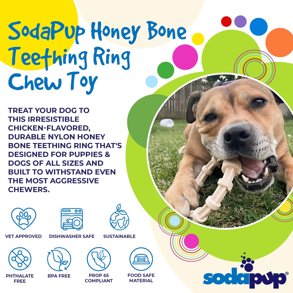 SodaPup teething ring for dogs of all sizes shot enables versatile chewing for puppies to seniors