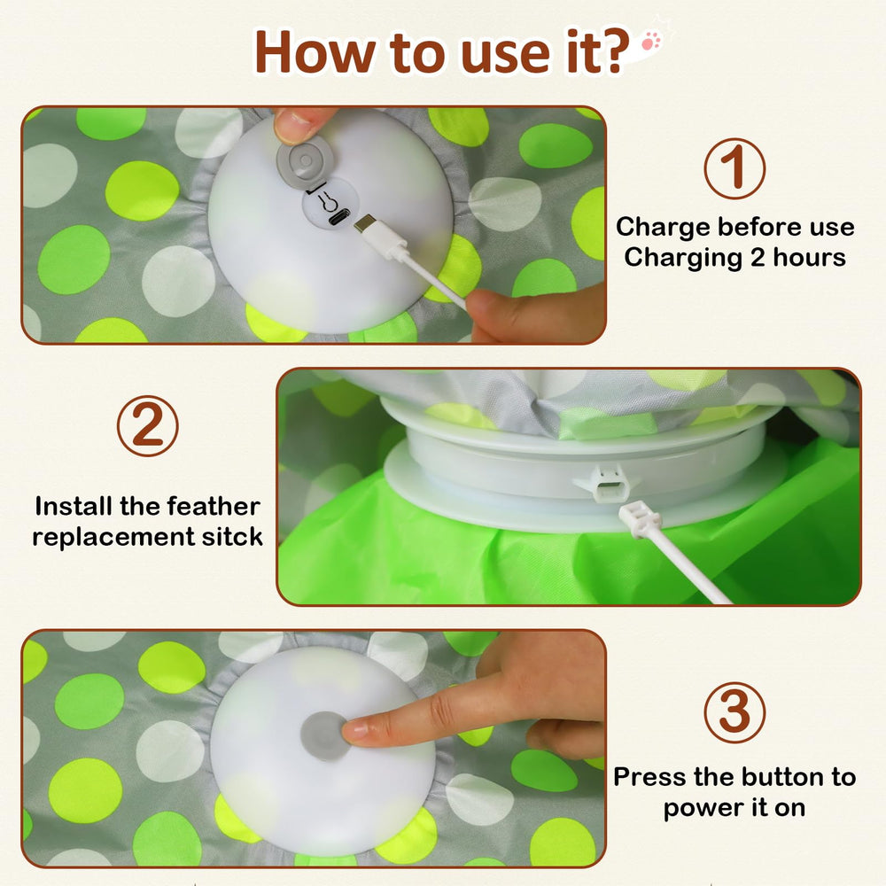 Sofolor Interactive Cat Toy USB-C recharge provides long play sessions without frequent battery changes.