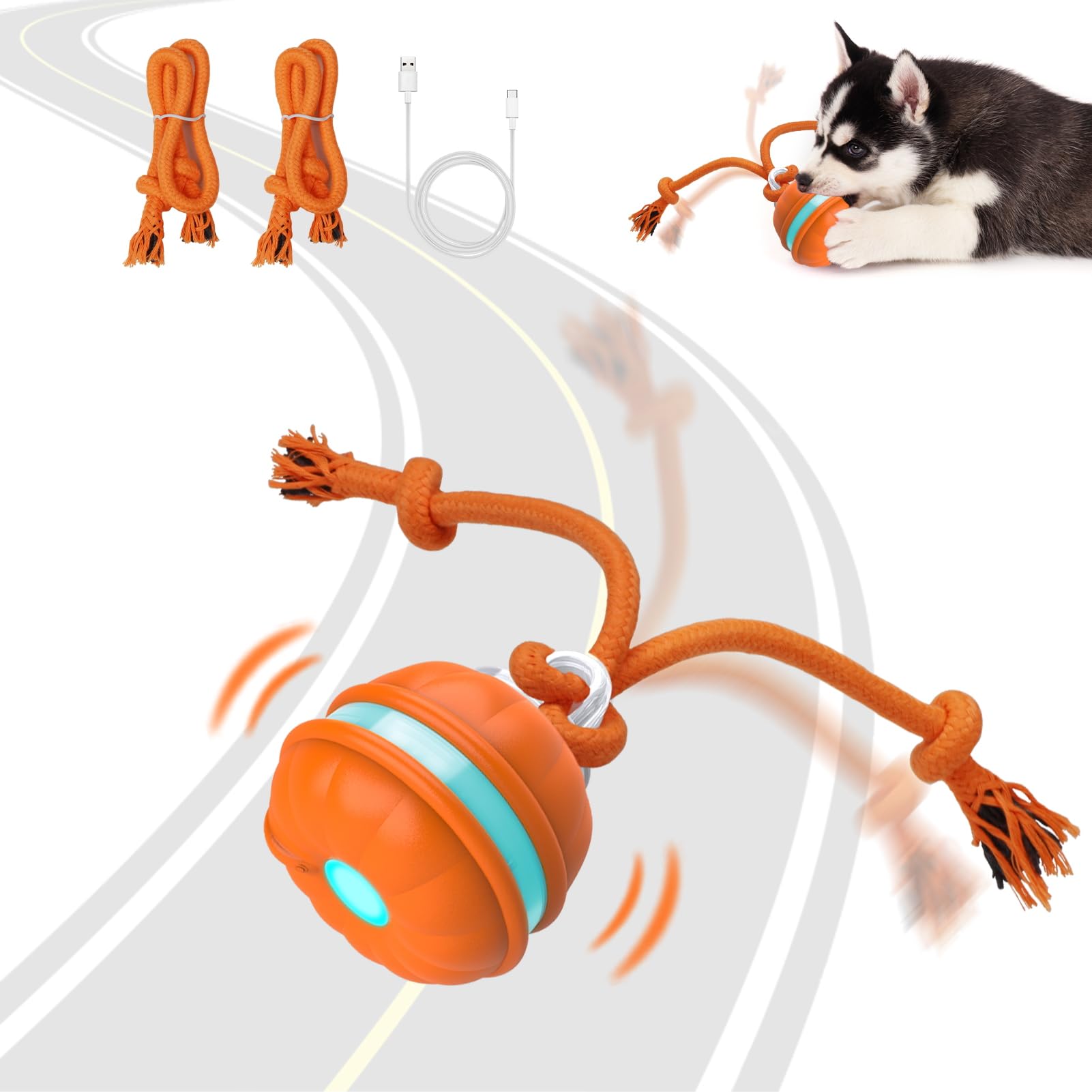 Sofolor Interactive Dog Toy Ball blue mode promotes energetic play.