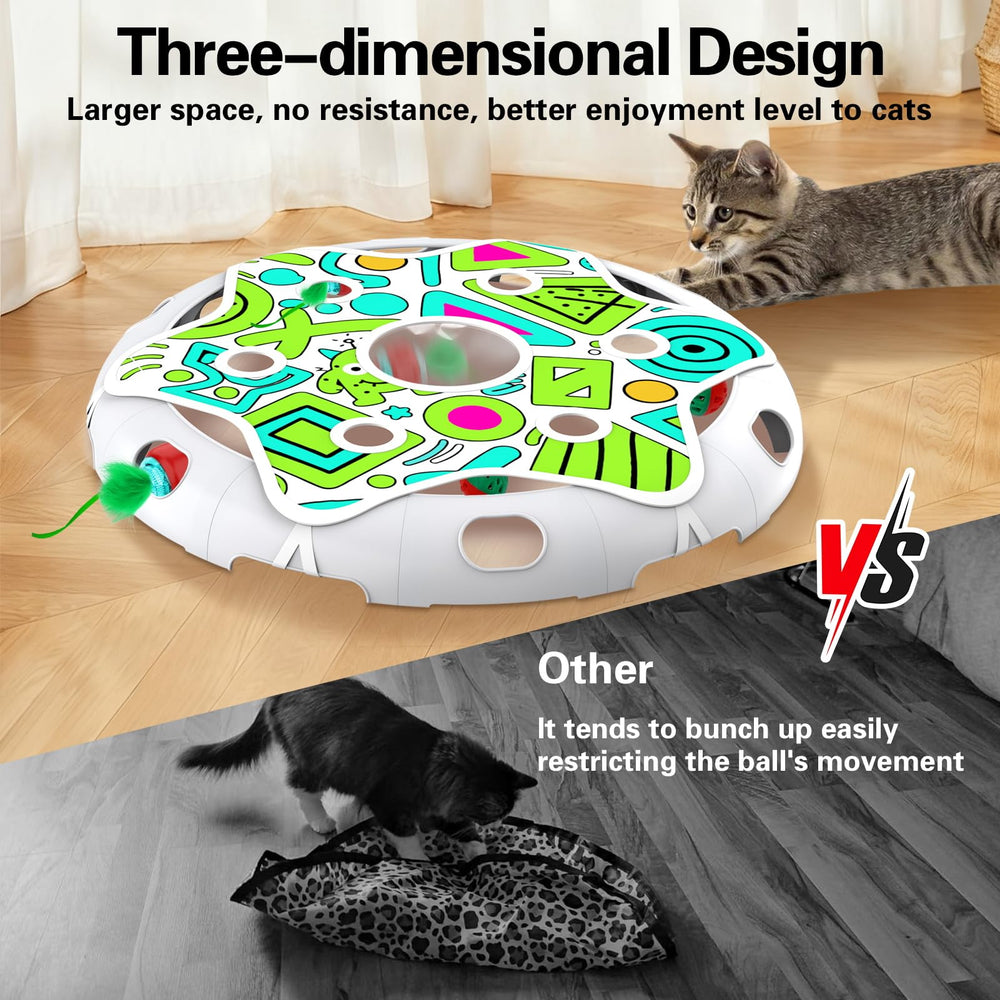 Sofolor motion activated cat ball with LED indicators enhances interactive play.