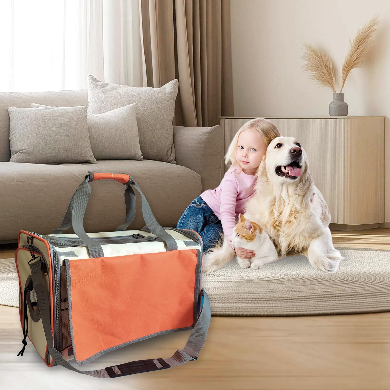 Soft-Sided Pet Carrier Bag collapsible design saves storage space when not in use