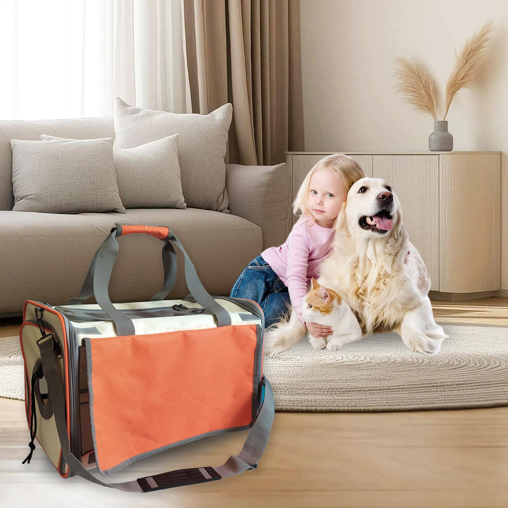 Soft-Sided Pet Carrier Bag collapsible design saves storage space when not in use
