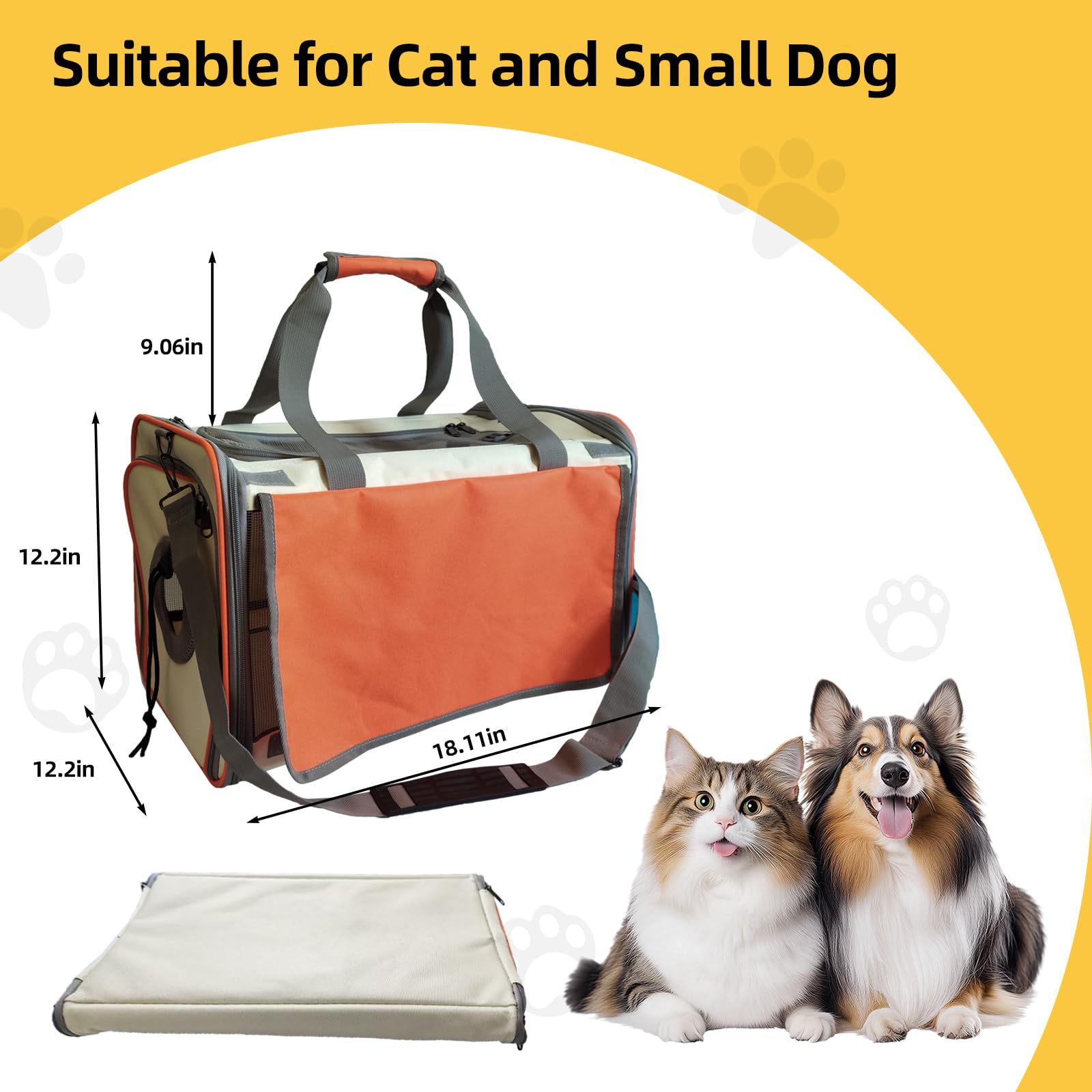 Soft-Sided Pet Carrier Bag reinforced stitching highlights durable construction for repeated use