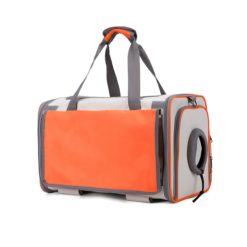 Soft-Sided Pet Carrier Bag overview shows spacious interior for small to medium pets