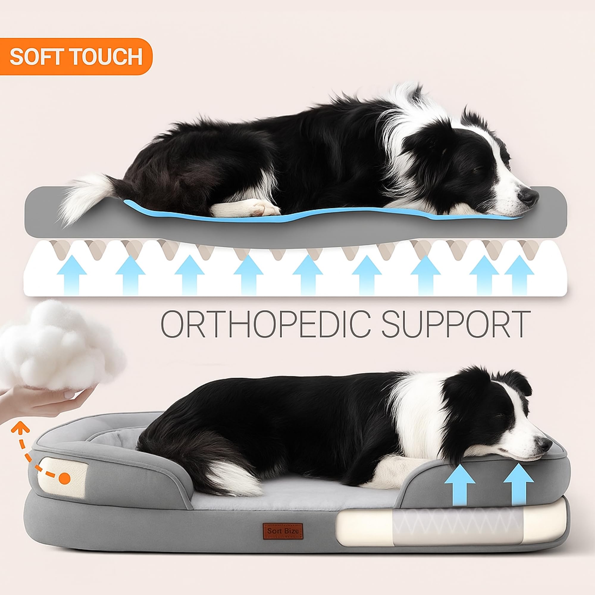 Soft Touch bed showing C-shape neck support for snug rest