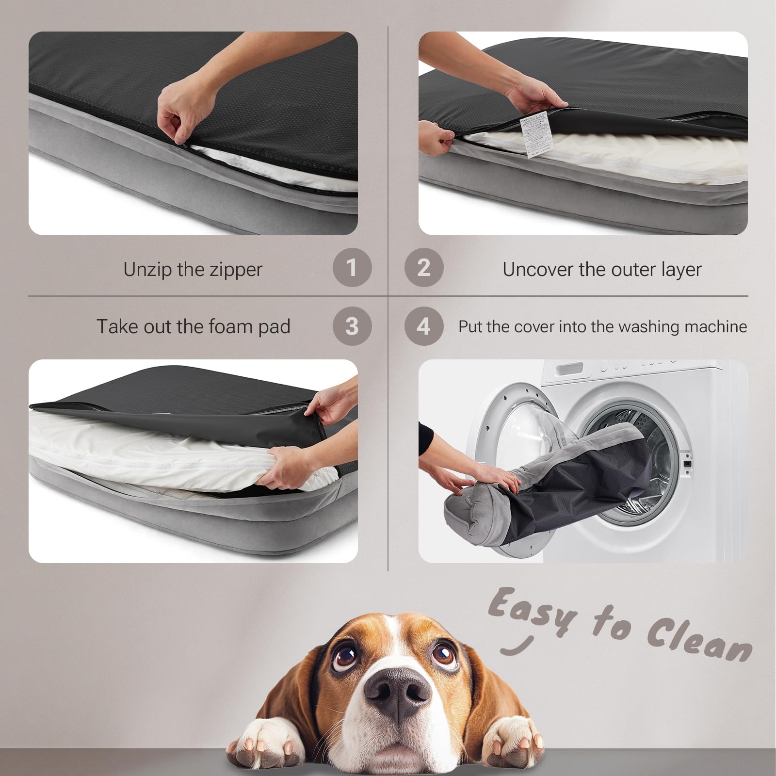 Soft Touch removable, machine-washable cover for easy cleaning