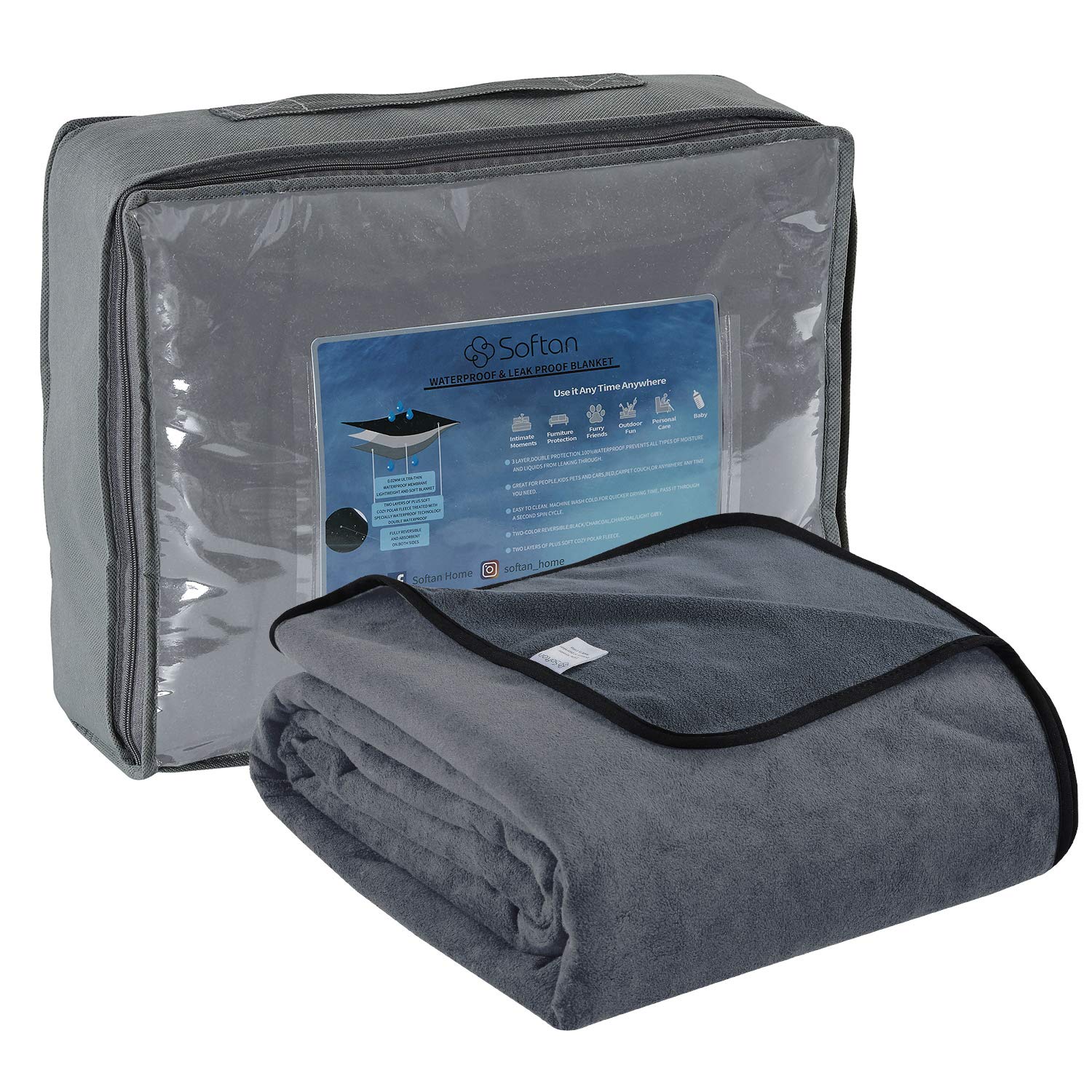 Softan reversible design offers charcoal and light grey options.