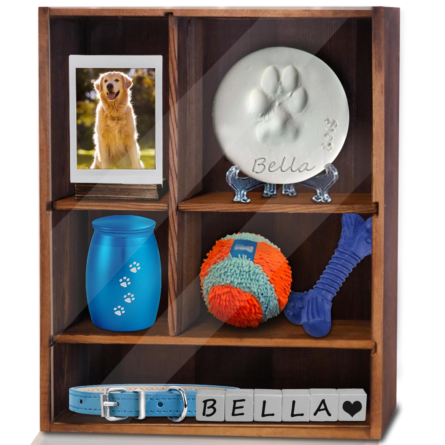 Sofunii Pet Memorial Shadow Box front view for timeless memory display